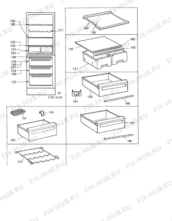 Взрыв-схема холодильника Electrolux ER2702B - Схема узла Internal parts